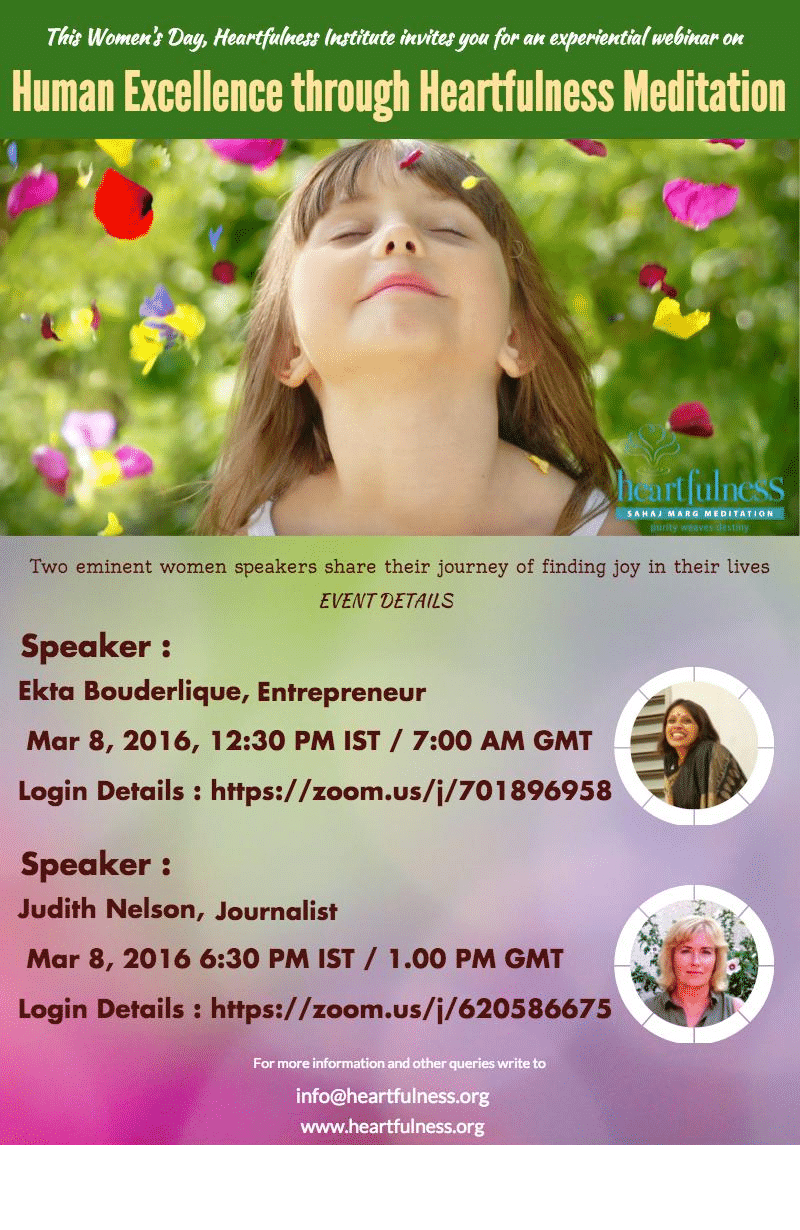 World Events: Women’s Day Webinar Invitation From #Heartfulness Institute