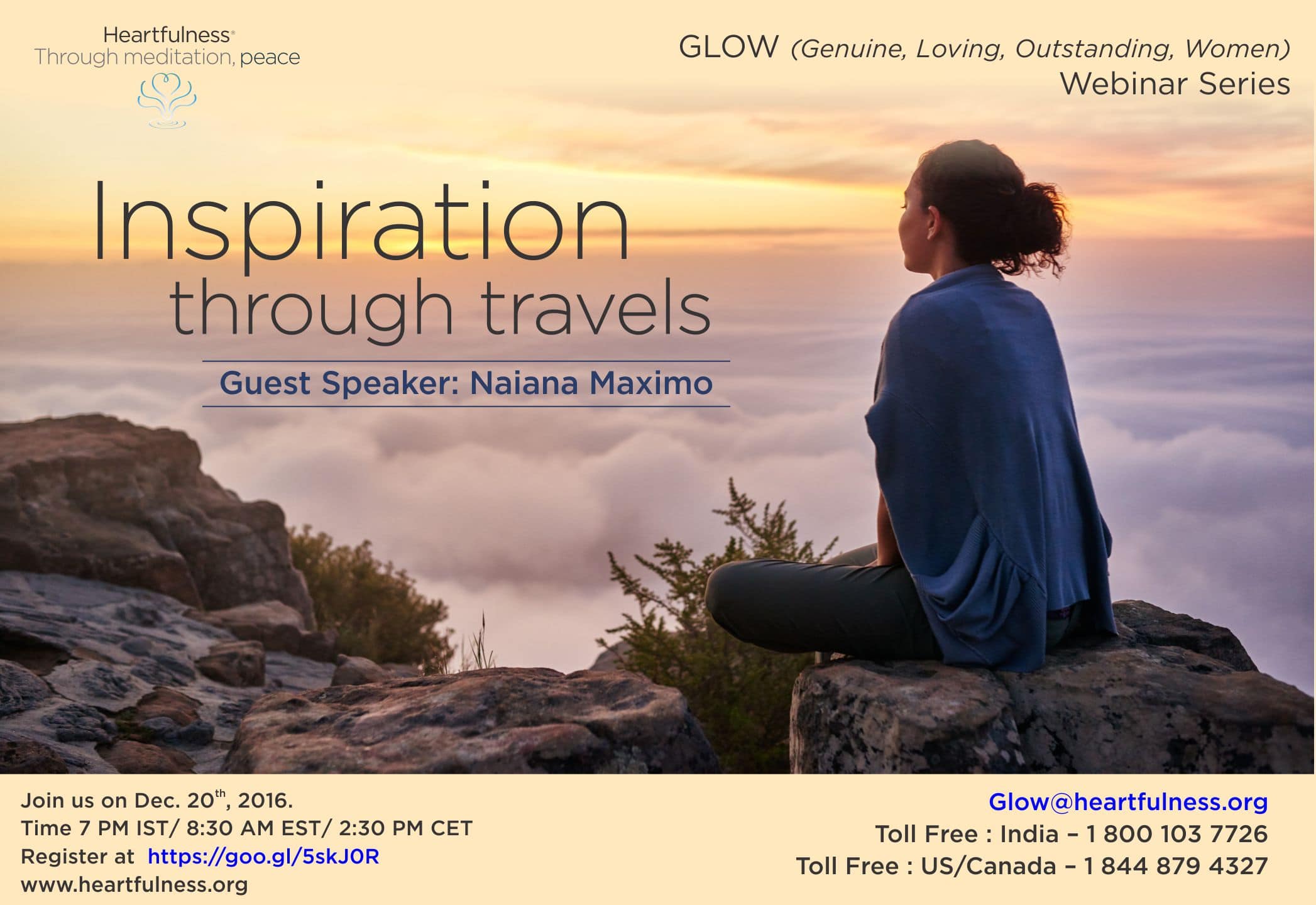 GLOW: #Heartfulness Webinar – Inspiration through Travels by Naiana Maximo